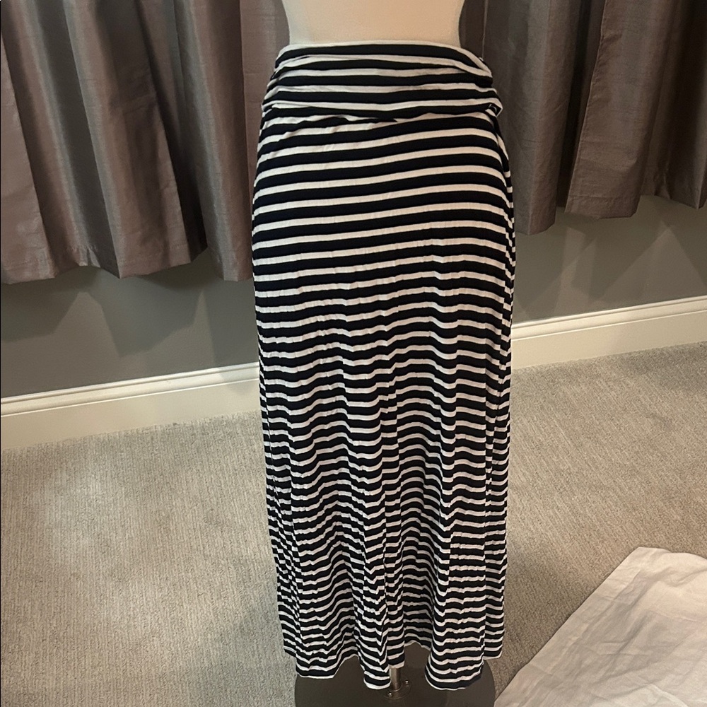 J. Crew Black and White Striped Maxi Skirt